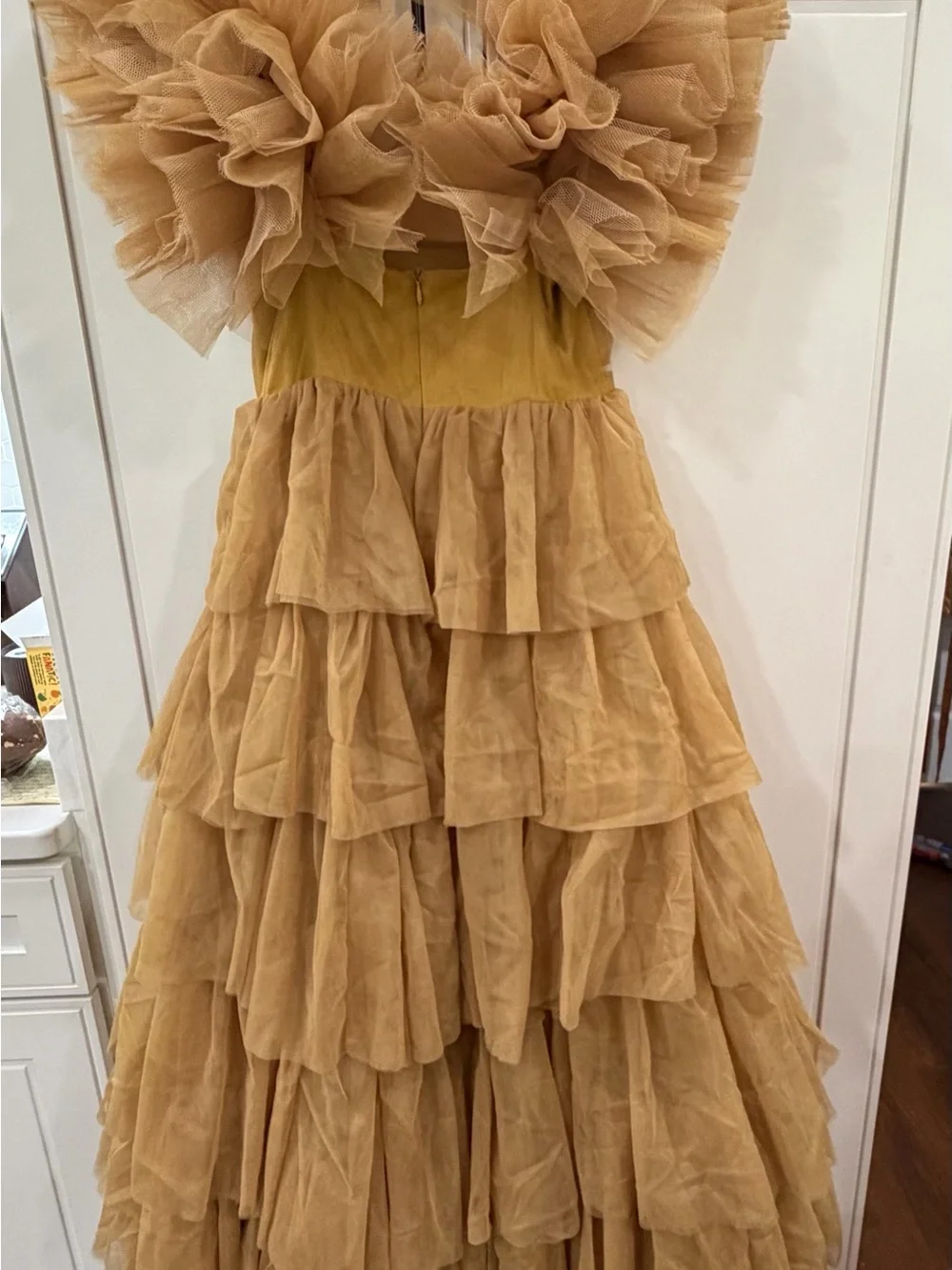 Joyfolie Girls' Briony Formal Ruffled Tulle Gown in Butterscotch
